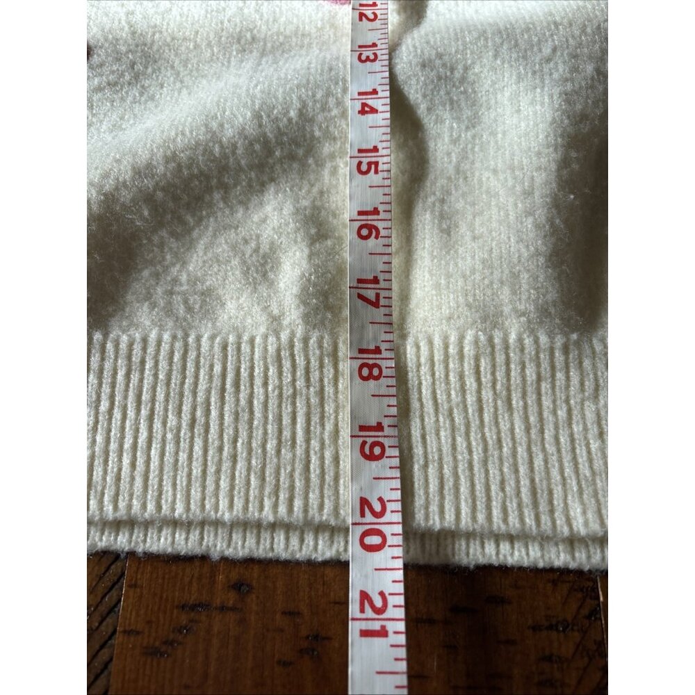 baltic born Ivory Sweater With pink Flowers Size Medium Cropped Wide Sleeve - Picture 6 of 6